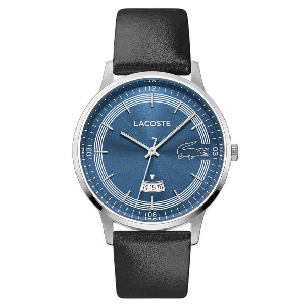 Lacoste Men’s Quartz Black Leather Strap Blue Dial 41mm Watch 2011034