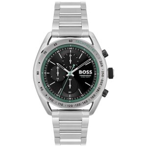 Hugo Boss Men’s Quartz Silver Stainless Steel Black Dial 44mm Watch 1514023