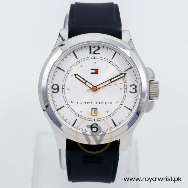 Tommy Hilfiger Men’s Quartz Black Silicone Strap Silver Dial 44mm Watch 17913669