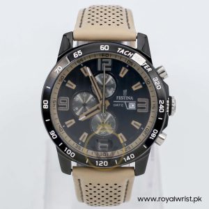 Festina Men’s Quartz Cream Leather Strap Black Dial 45mm Watch F20339/1