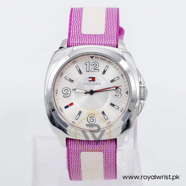 Tommy Hilfiger Women’s Quartz White & Purple Nylon Strap Silver Sunray Dial 38mm Watch 1781335/1