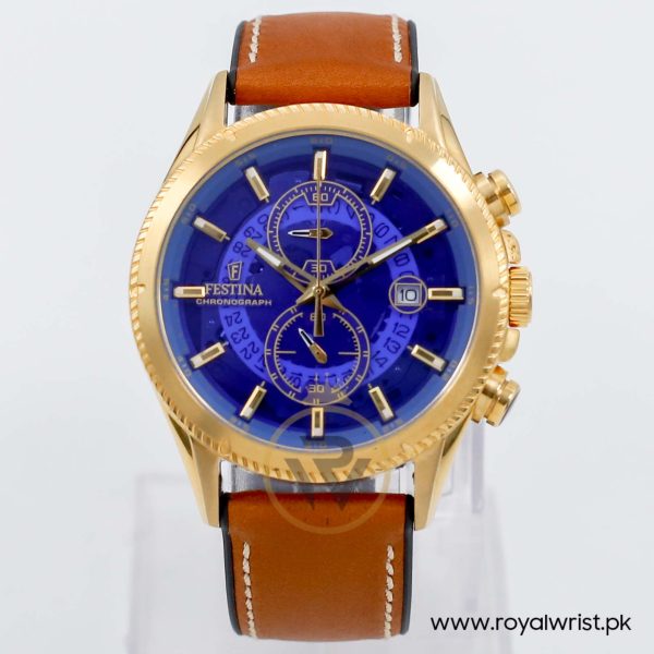 Festina Men’s Quartz Camel Brown Hybrid Strap Blue Dial 43mm Watch F20418/1