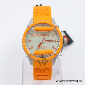 Superdry Unisex Quartz Orange Silicone Chain Light Green Dial 44mm Watch STG1250
