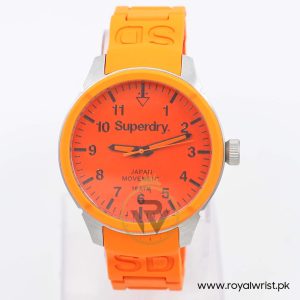 Superdry Unisex Quartz Orange Silicone Chain Orange Dial 44mm Watch SYG1090