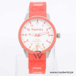 Superdry Women’s Quartz Pink & White Silicone Chain White Dial 39mm Watch SYL135R