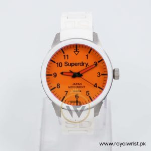 Superdry Unisex Quartz White Silicone Chain Orange Dial 44mm Watch SYG123PW
