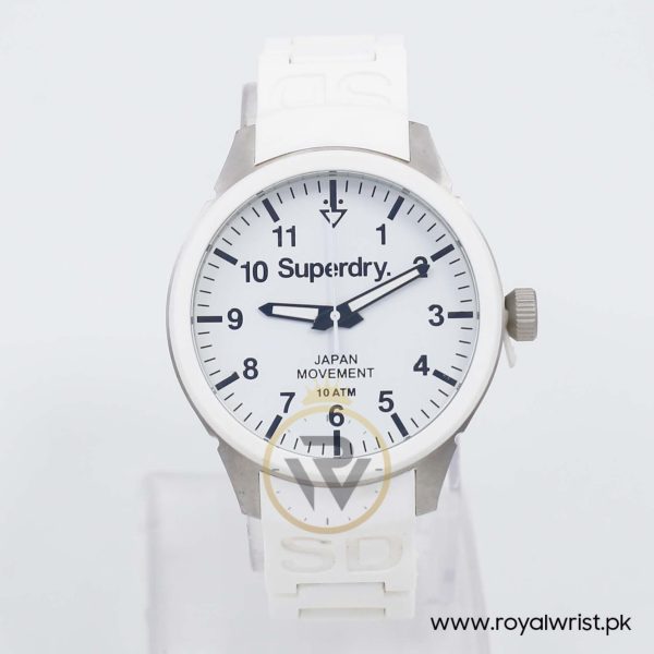 Superdry Unisex Quartz White Silicone Chain White Dial 44mm Watch SYG109W