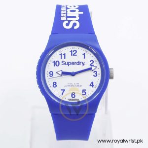 Superdry Kids Quartz Blue Silicone Strap White Dial 38mm Watch SYG164U