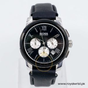 Hugo Boss Men’s Quartz Black Leather Strap Black Dial 43mm Watch 1512486