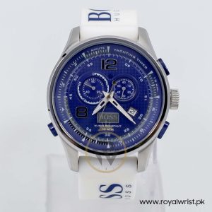 Hugo Boss Men’s Quartz White Silicone Strap Blue Dial 45mm Watch 1512801
