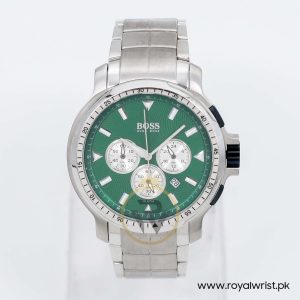 Hugo Boss Men’s Quartz Silver Stainless Steel Green Dial 43mm Watch 1512112