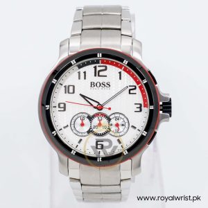 Hugo Boss Men’s Quartz Silver Stainless Steel White Dial 46mm Watch 1512367