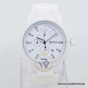 Hugo Boss Men’s Quartz White Silicone Strap White Dial 46mm Watch 1512848