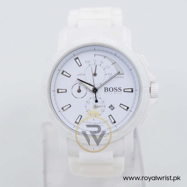 Hugo Boss Men’s Quartz White Silicone Strap White Dial 46mm Watch 1512848