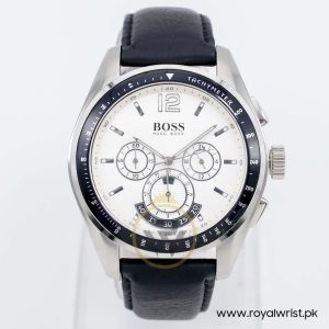Hugo Boss Men’s Quartz Black Leather Strap Off-White Dial 46mm Watch 1512407