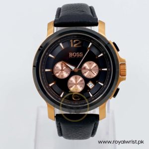Hugo Boss Men’s Quartz Black Leather Strap Black Dial 47mm Watch 1512457