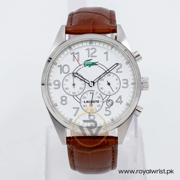Lacoste Men’s Quartz Brown Leather Strap White Dial 43mm Watch 2010620