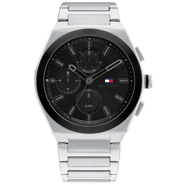 Tommy Hilfiger Men’s Quartz Silver Stainless Steel Black Dial 44mm Watch 1791897