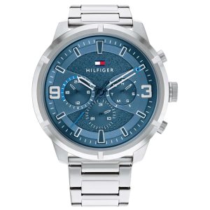 Tommy Hilfiger Men’s Quartz Silver Stainless Steel Blue Dial 50mm Watch 1792077