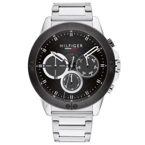 Tommy Hilfiger Men’s Quartz Silver Stainless Steel Black Dial 46mm Watch 1791890