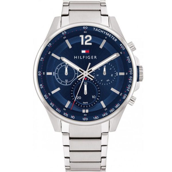 Tommy Hilfiger Men’s Quartz Silver Stainless Steel Blue Dial 44mm Watch 1791973