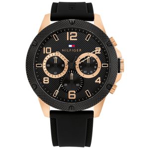 Tommy Hilfiger Men’s Quartz Black Silicone Strap Black Dial 46mm Watch 1792028