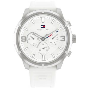 Tommy Hilfiger Men’s Quartz White Silicone Strap White Dial 50mm Watch 1792072