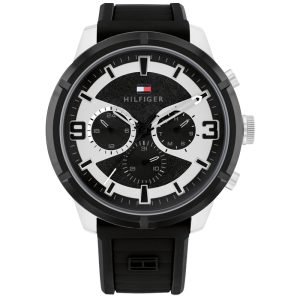 Tommy Hilfiger Men’s Quartz Black Silicone Strap Black Dial 50mm Watch 1792074