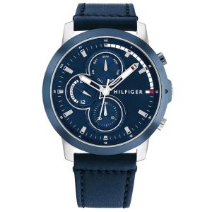 Tommy Hilfiger Men’s Quartz Blue Leather Strap Blue Dial 46mm Watch 1792051