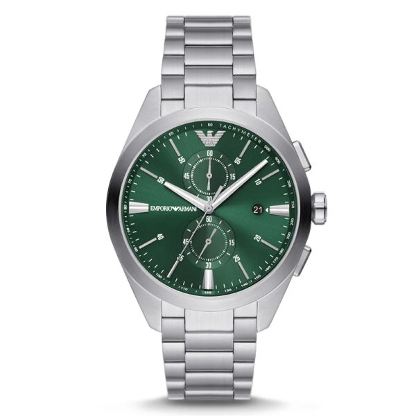 Emporio Armani Men’s Quartz Silver Stainless Steel Green Dial 43mm Watch AR11480