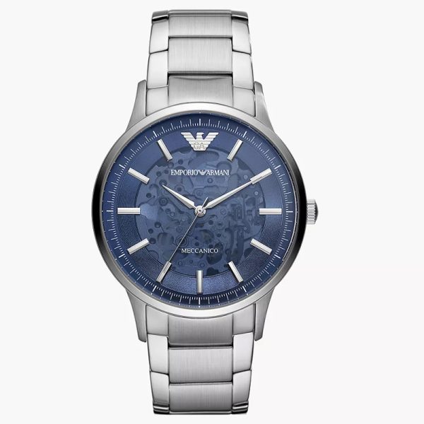 Emporio Armani Men’s Automatic Silver Stainless Steel Blue Dial 43mm Watch AR60037