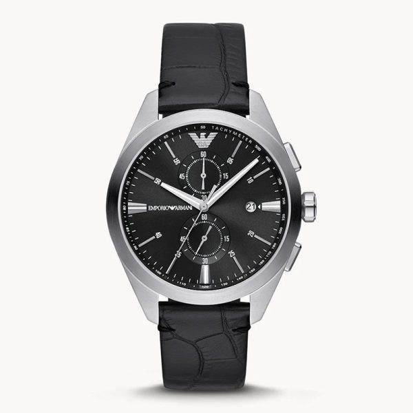 Emporio Armani Men’s Quartz Black Leather Strap Black Dial 43mm Watch AR11542