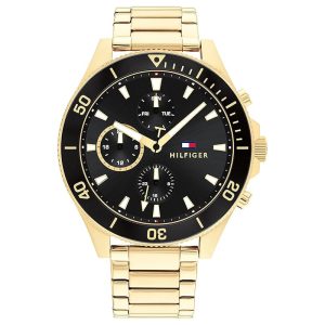 Tommy Hilfiger Men’s Quartz Gold Stainless Steel Black Dial 46mm Watch 1791919