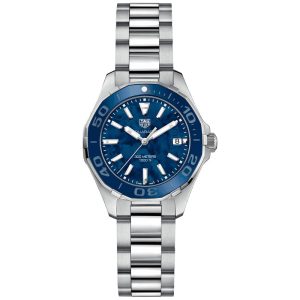 Tag Heuer Aquaracer Women’s Quartz Swiss Made Silver Stainless Steel Blue Mother Of Pearl Dial 35mm Watch WAY131S.BA0748