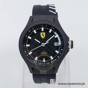 Ferrari Men’s Quartz Black Silicone Strap Black Dial 44mm Watch 830125