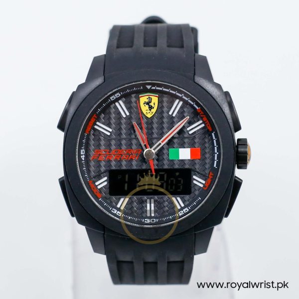 Ferrari Men’s Quartz Black Silicone Strap Black Dial 46mm Watch 830123
