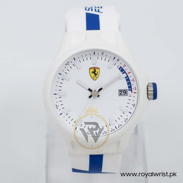 Ferrari Men’s Quartz White Silicone Strap White Dial 44mm Watch 830153