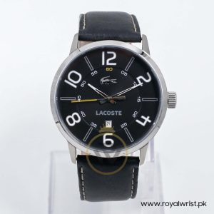 Lacoste Men’s Quartz Black Leather Strap Black Dial 44mm Watch 2010499