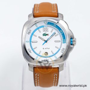 Lacoste Men’s Quartz Camel Brown Leather Strap White Dial 42mm Watch 2000498