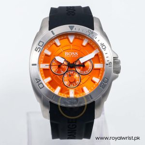 Hugo Boss Men’s Quartz Black Silicone Strap Orange Dial 44mm Watch 1512951