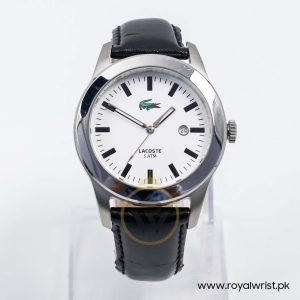 Lacoste Men’s Quartz Black Leather Strap White Dial 42mm Watch 2010482