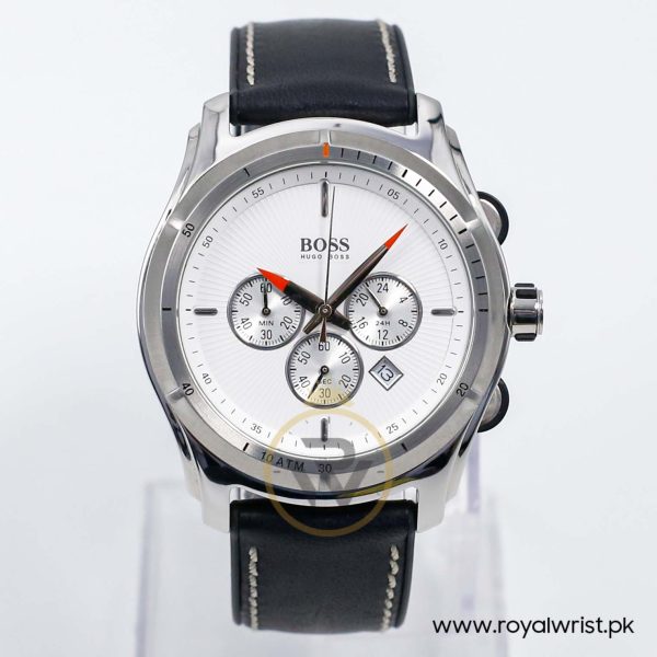 Hugo Boss Men’s Quartz Black Leather Strap White Dial 43mm Watch 1512153