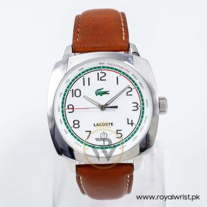 Lacoste Men’s Quartz Brown Leather Strap White Dial 42mm Watch 2010487