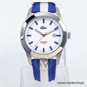 Lacoste Men’s Quartz Blue & White Nylon Strap White Dial 42mm Watch 2010500