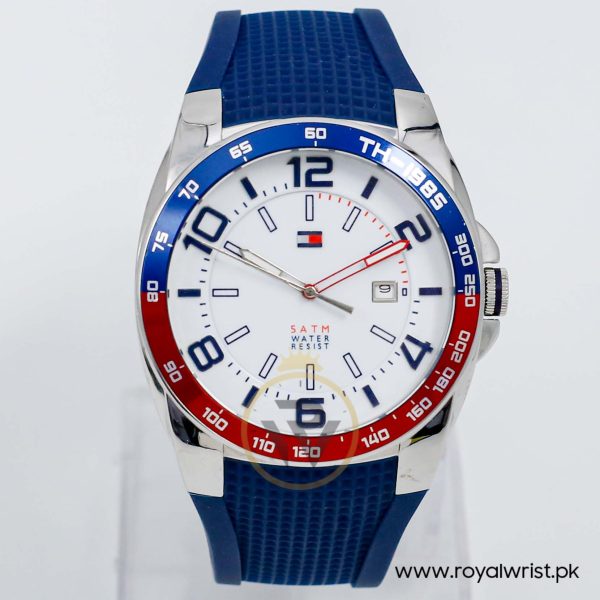 Tommy Hilfiger Men’s Quartz Navy Blue Silicone Strap White Dial 42mm Watch 1790885