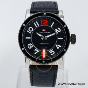 Tommy Hilfiger Men’s Quartz Black Leather Strap Black Dial 44mm Watch 1790676