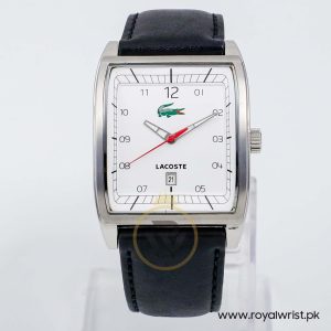 Lacoste Men’s Quartz Black Leather Strap White Dial 37mm Watch 2010559/1