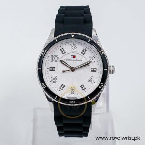 Tommy Hilfiger Women’s Quartz Black Silicone Strap White Dial 38mm Watch 1781059