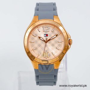 Tommy Hilfiger Women’s Quartz Grey Silicone Strap Rose Gold Dial 38mm Watch 1781381