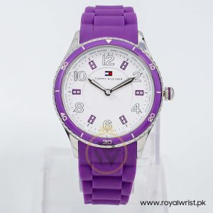 Tommy Hilfiger Women’s Quartz Purple Silicone Strap White Dial 38mm Watch 1781061